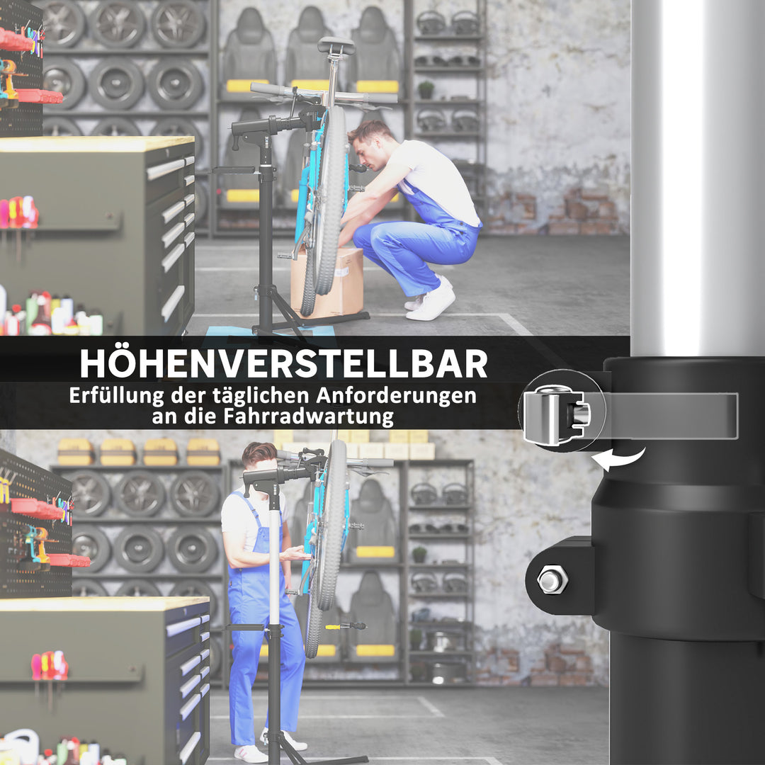 Cykelreparationsstativ, holder til cykler til vedligeholdelse og reparation, 40 kg bæreevne, højdejusterbar, sort