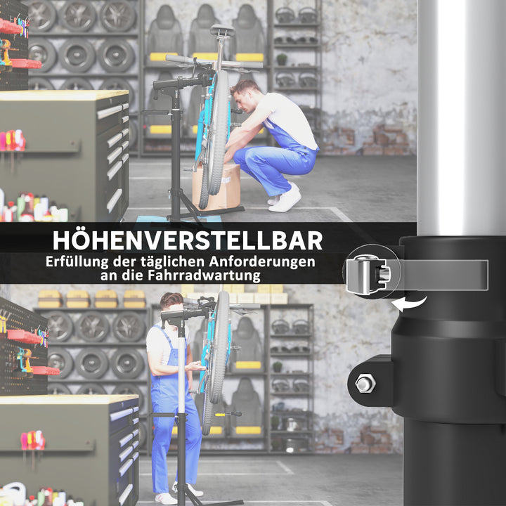 Cykelreparationsstativ, holder til cykler til vedligeholdelse og reparation, 40 kg bæreevne, højdejusterbar, sort