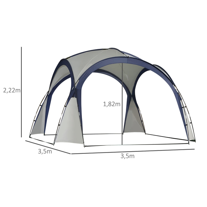 Kuppeltelt til 6-8 personer, pavillon, beskyttelse mod sol og støvregn, 3,5 x 3,5 x 2,22 m, cremehvid