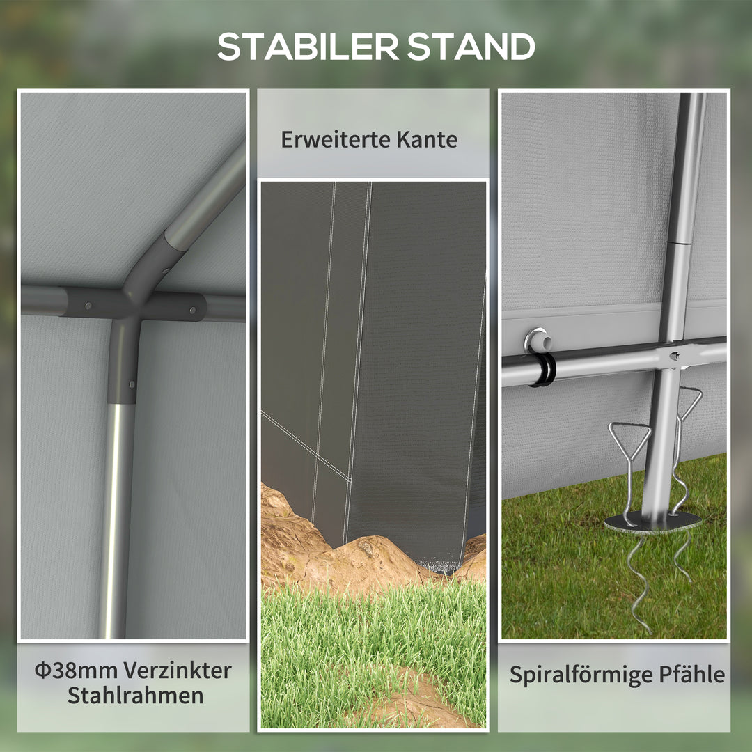 Vejrbestandigt havetelt, uv-bestandigt, ventilationsvindue, stålramme, 210x360x235 cm, mørkegrå