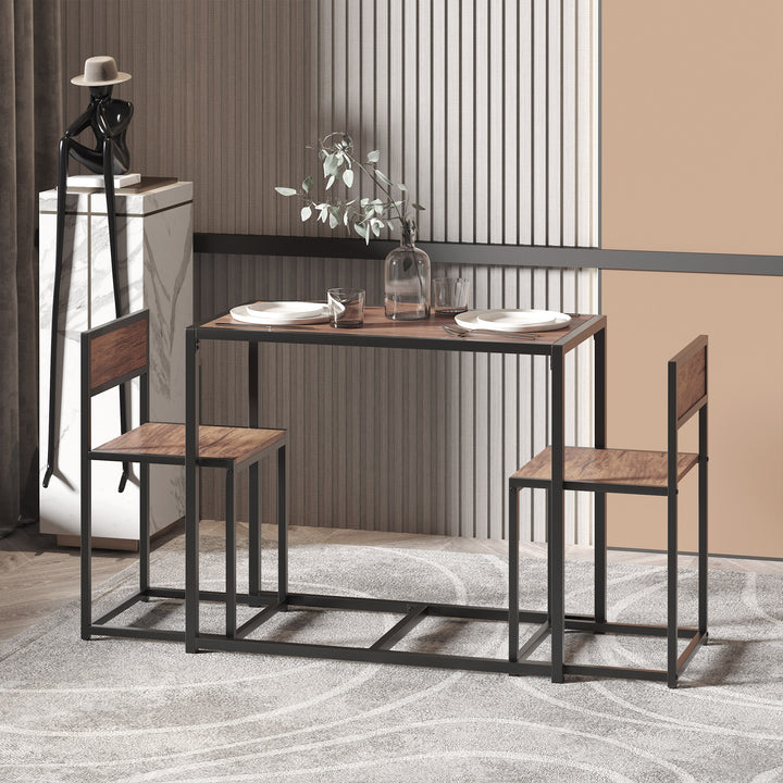 3-delt barbordssæt, højbordssæt, 3-delt, 2 stole, 1 bord, 90 cm x 47 cm x 76 cm, brun + sort