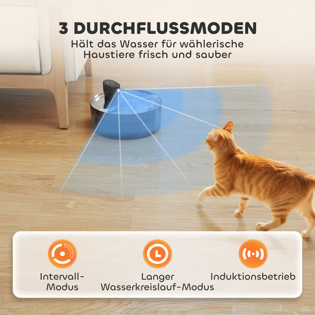 Kattefontæne 7l drikkefontæne til katte med stille pumpe led aktivt kulfilter rustfrit stål 30,6 x 30,6 x 17,2 cm