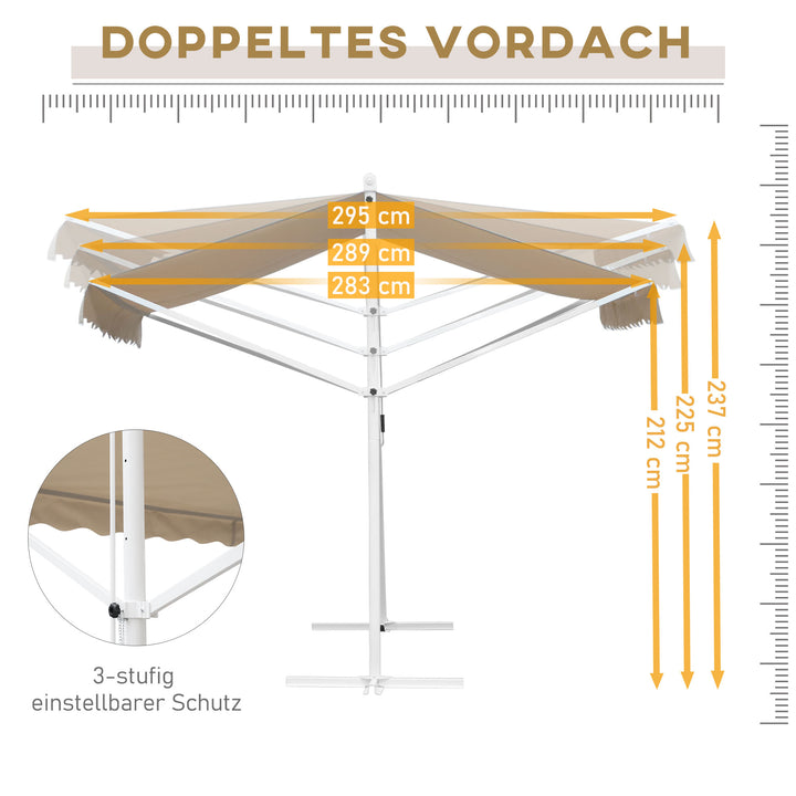 Fritstående markise, havemarkise, markise med foldearm og håndsving, terrasse, cremefarvet, 3x3m