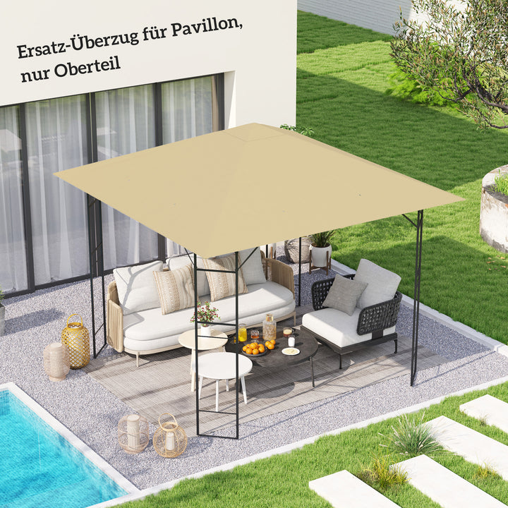 Udskiftningstag til 3 x 3 m pavillon, vandafvisende, UPF30+, udskiftningsovertræk af Oxford-stof, 370 g/m², beige