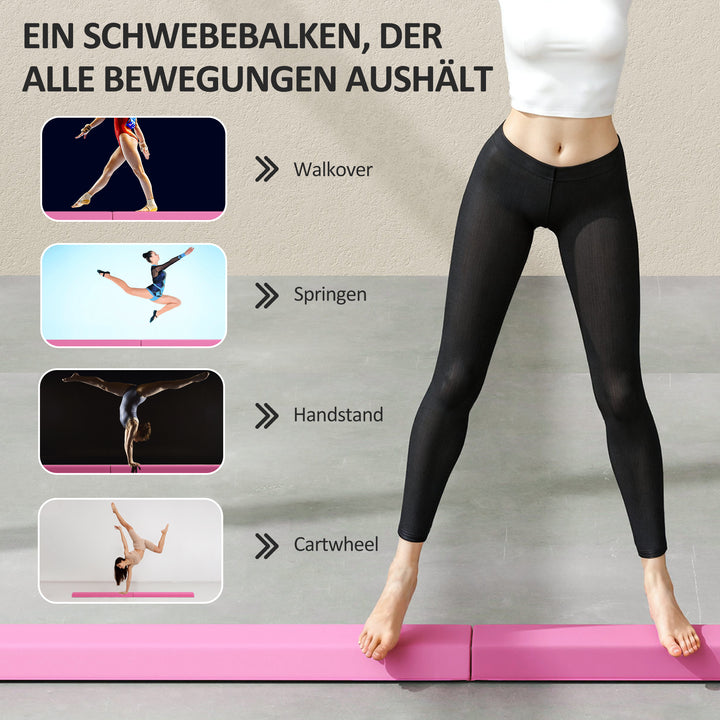 Balancebom 2,4 m, foldbar, skridsikker bund, til 3+ år, op til 80 kg, lys rød