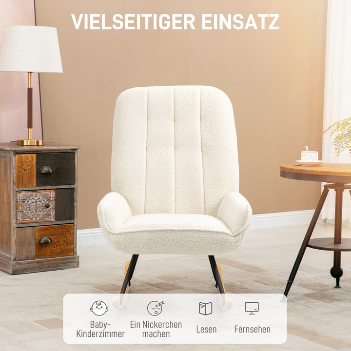 Gyngestol med sherpa fleece 63 cm x 95 cm x 97 cm natur + creme