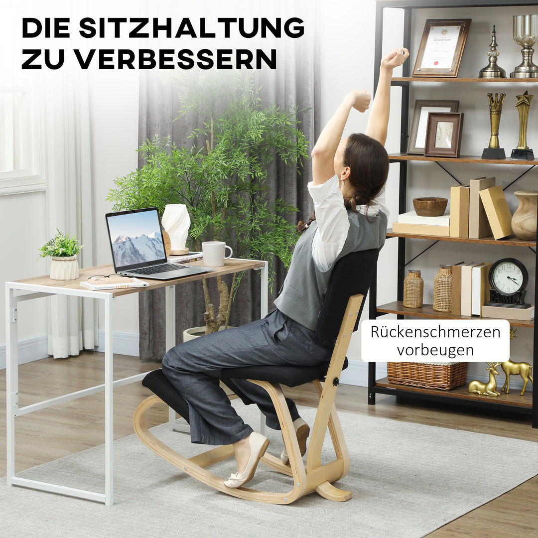Ergonomisk knælestol, knælestol, sundhedsstol til hjemmet, kontoret, meditation, sort