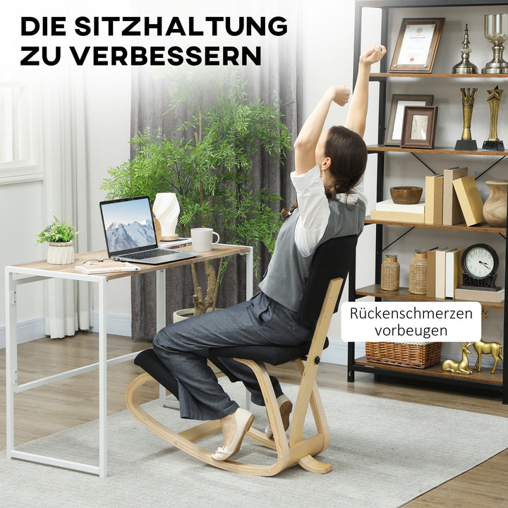 Ergonomisk knælestol, knælestol, sundhedsstol til hjemmet, kontoret, meditation, sort