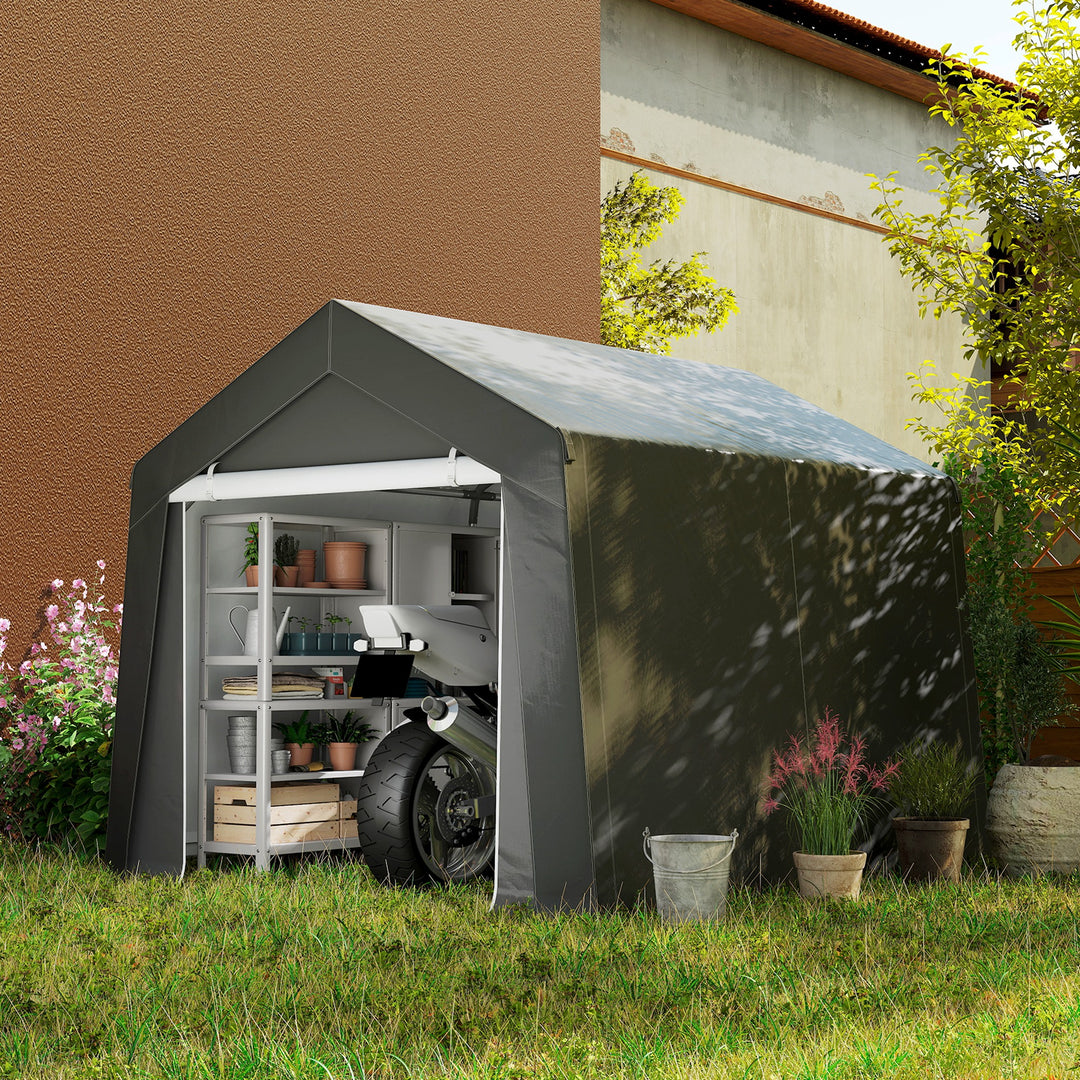 Carporttelt garage 3x3 m Vandtæt garagetelt med rulleport, ventilationsvindue, forlængede kanter, mørkegrå