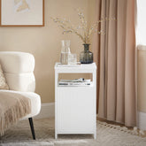 Elegant hvidt sengebord, 35 x 40 x 61 cm - skab et minimalistisk look!