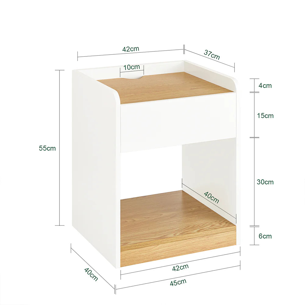 Smukt natbord i skandi-stil, L45xB40xH55 cm, hvid