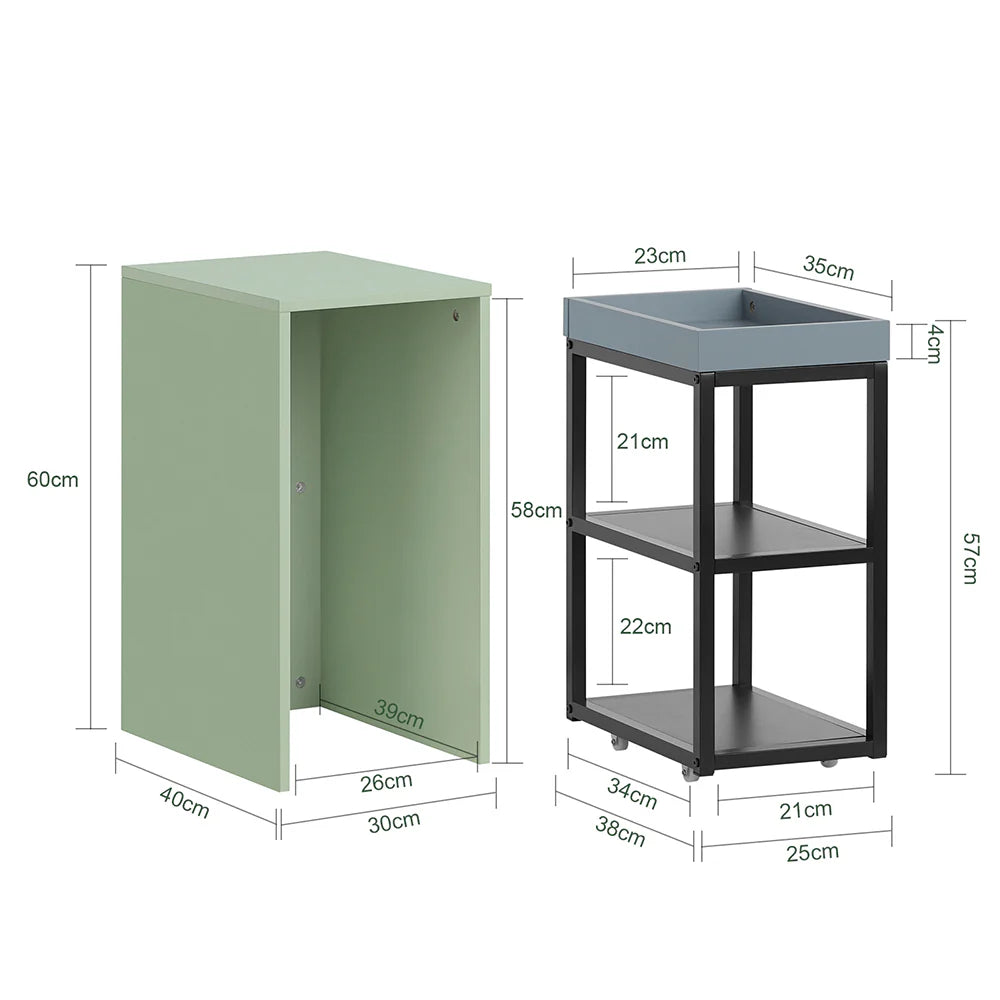 2-i-1 sofabordssæt - tilpas efter dine behov, L30x B40xH60cm, grøn