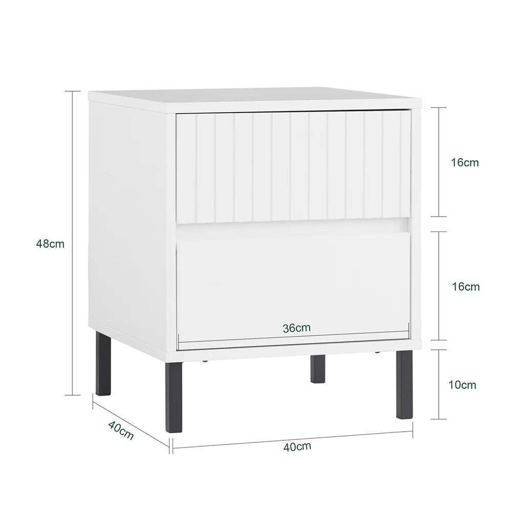 Elegant sengebord i skandinavisk stil, L40xB40xH48 cm, hvid