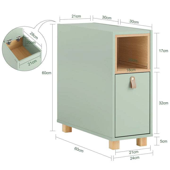 Udnyt pladsen optimalt med dette smarte sidebord, grøn (B24 x D60 x H60 cm)
