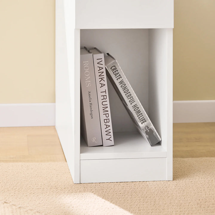 Smart og pladsbesparende sengebord/sidebord i hvid (25 x 65 x 60 cm)