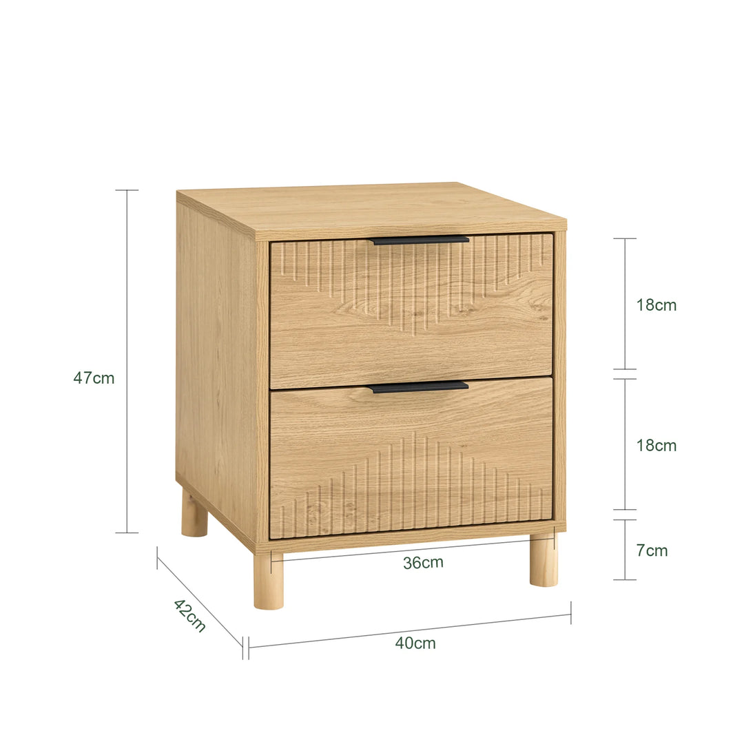Elegant og pladsbesparende sengebord i naturtræ, B40 x D42 x H47 cm