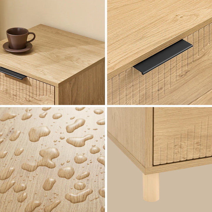 Elegant og pladsbesparende sengebord i naturtræ, B40 x D42 x H47 cm