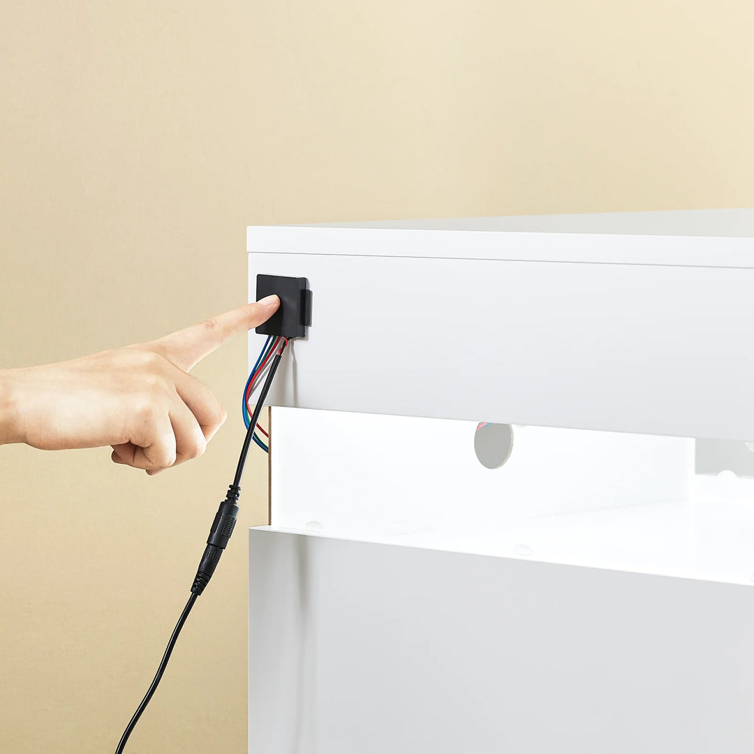 Optimal opbevaring: sengebord med 3 skuffer og ambient lys, B41 × D40 × H52cm