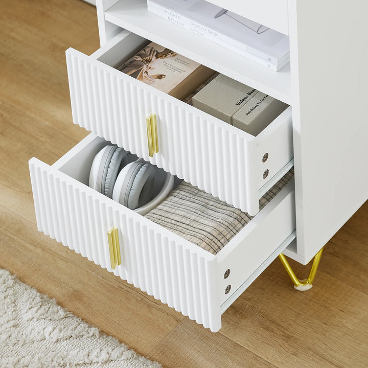 Moderne natbord med 3 skuffer og opbevaringsrum – hvidt sidebord til soveværelse og stue, mål 40 x 40 x 63 cm