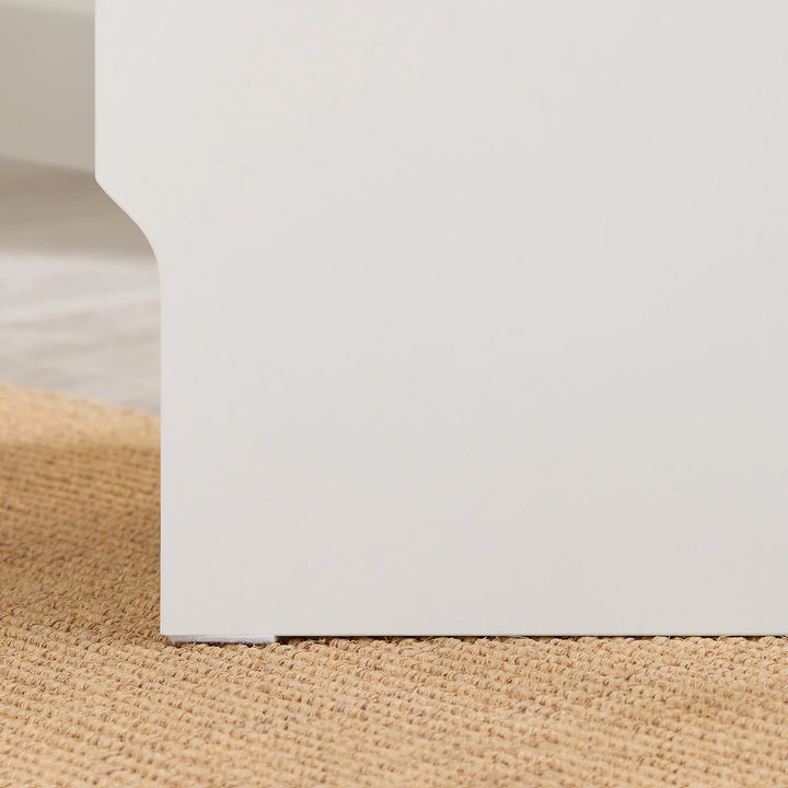 Smalt natbord i hvid med skuffe og hylde – moderne sidebord til soveværelse og stue, 20 × 35 × 60 cm