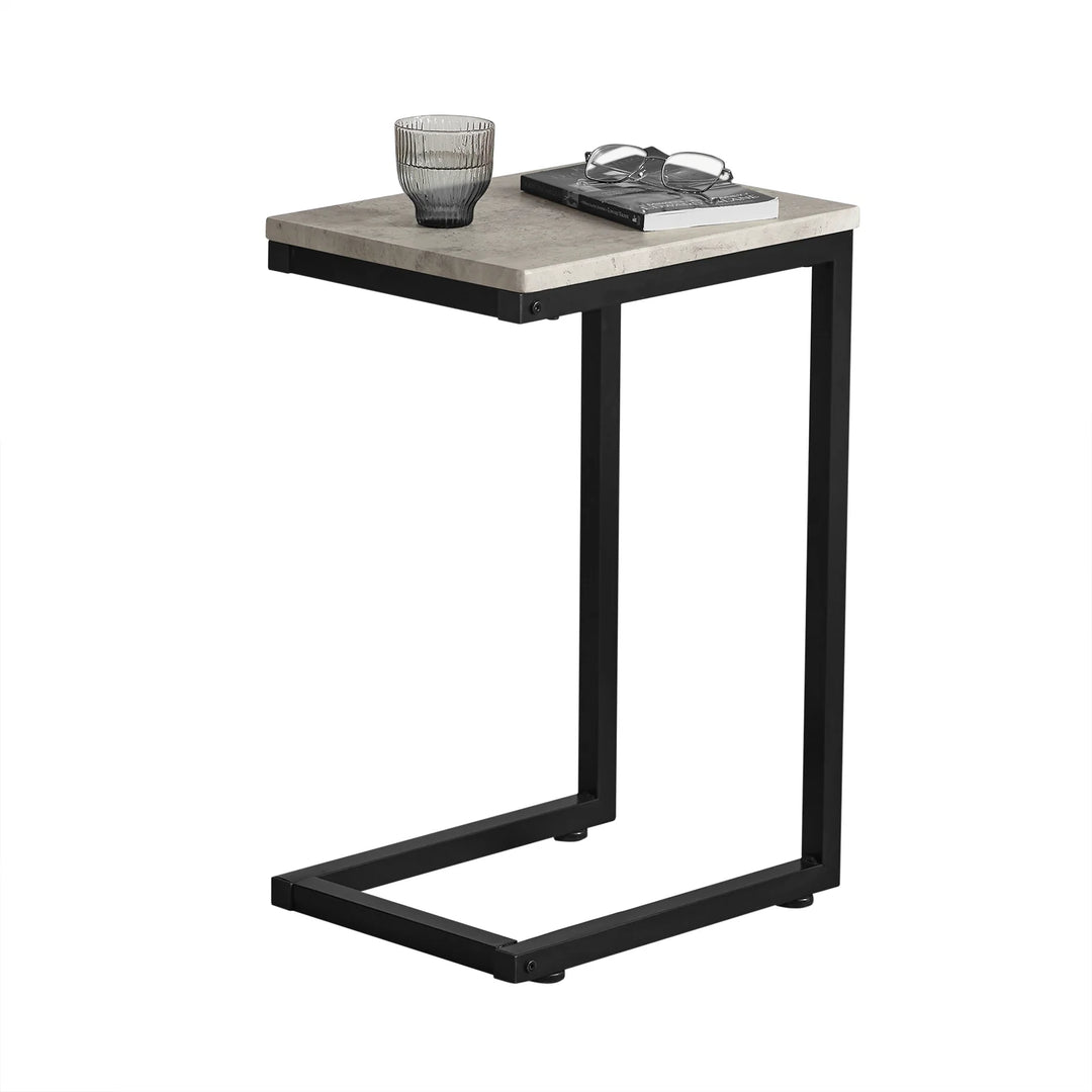 Smart sidebord til sofaen, industrielt look, B40 x D30 x H60 cm, grå marmor-look