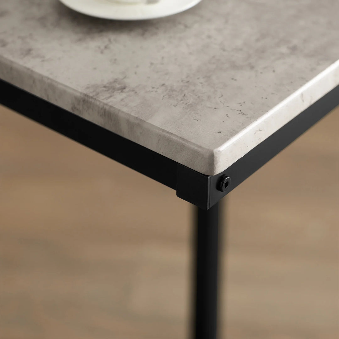 Smart sidebord til sofaen, industrielt look, B40 x D30 x H60 cm, grå marmor-look