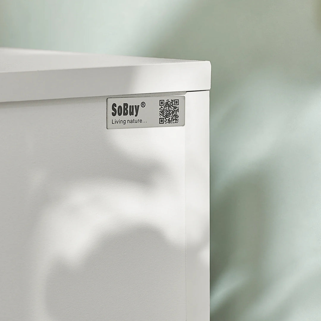 Sæt med 2 hvide sengeborde, moderne natborde med skuffe og 2 hylder