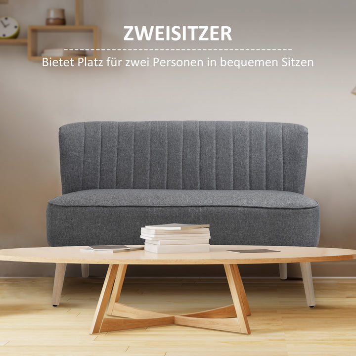 2-Personers sofa, blød polstring, letplejeligt betræk, op til 150 kg, 117 x 56,5 x 77 cm, lysegrå