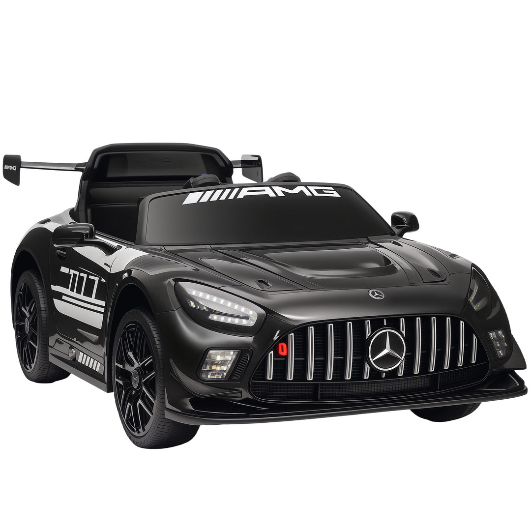 Mercedes elektrisk børnekøretøj, 12V batteri, LED-lys, musikfunktion, horn, alder 3-8, sort