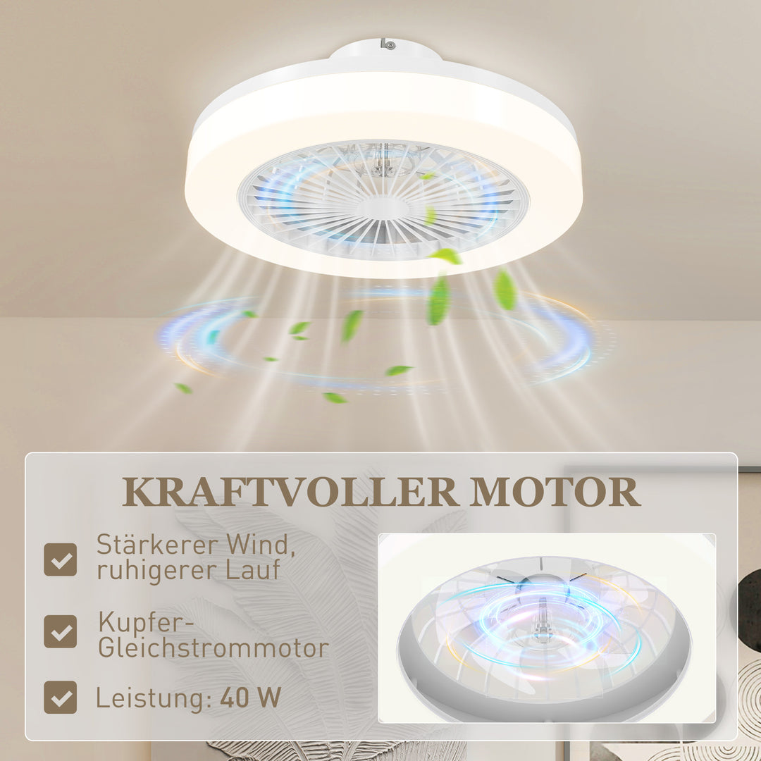 Loftventilator med LED-lys, 6 hastigheder, fjernbetjening, hvid