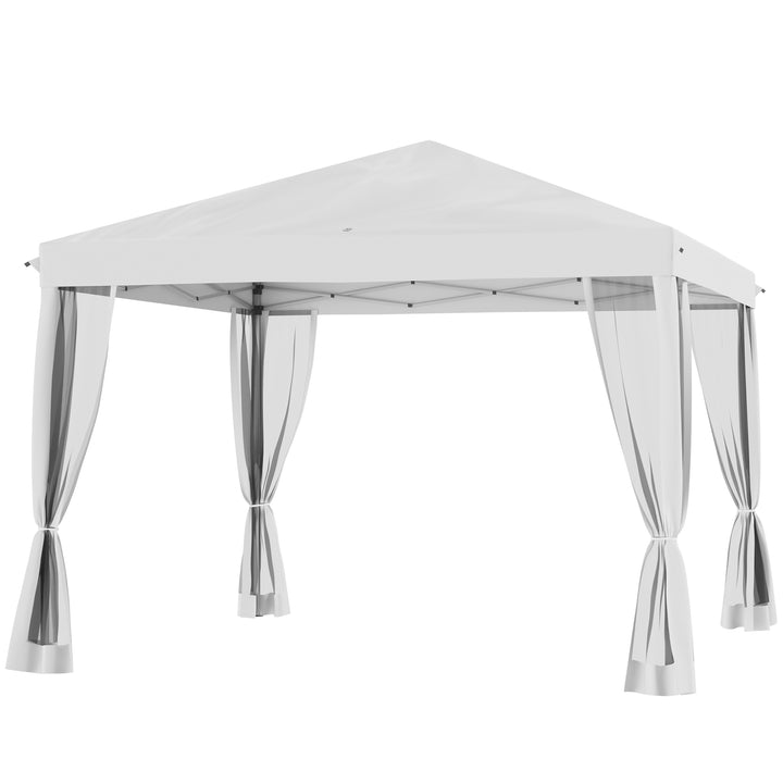 Foldetelt, foldetelt med sidevægge inklusive bæretaske, havepavillon, metal, oxford-stof, 3 x 3 m, cremehvid