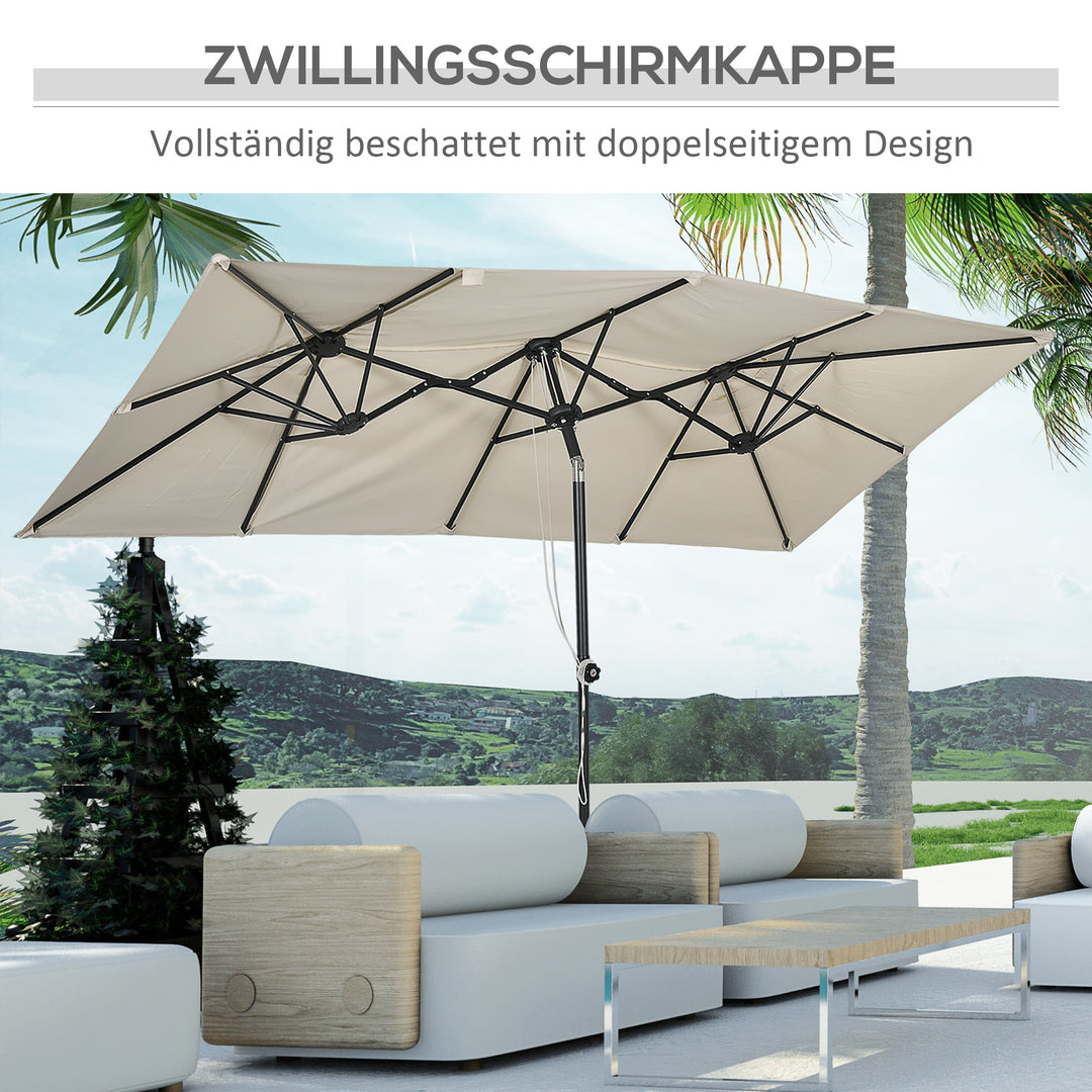 Stor parasol, højdejusterbar, vipbar, 150x295x170-214 cm, cremefarvet