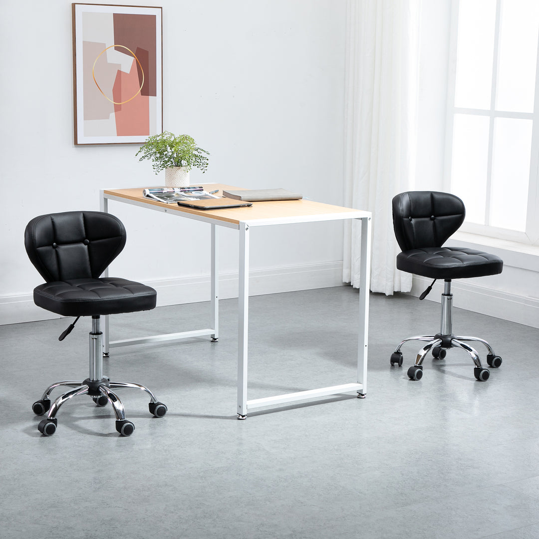 Sæt med 2 arbejdstabuer med ryglæn, 72-87 cm højdejusterbar, mørkegrå, 45 x 47 x 72-87 cm