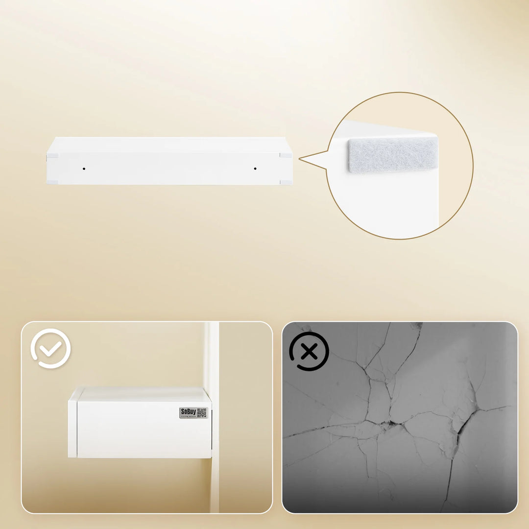 Moderne sengebord med skjult opbevaring – automatisk, batteridrevet lys (hvid), L60 × B20 × H8 cm