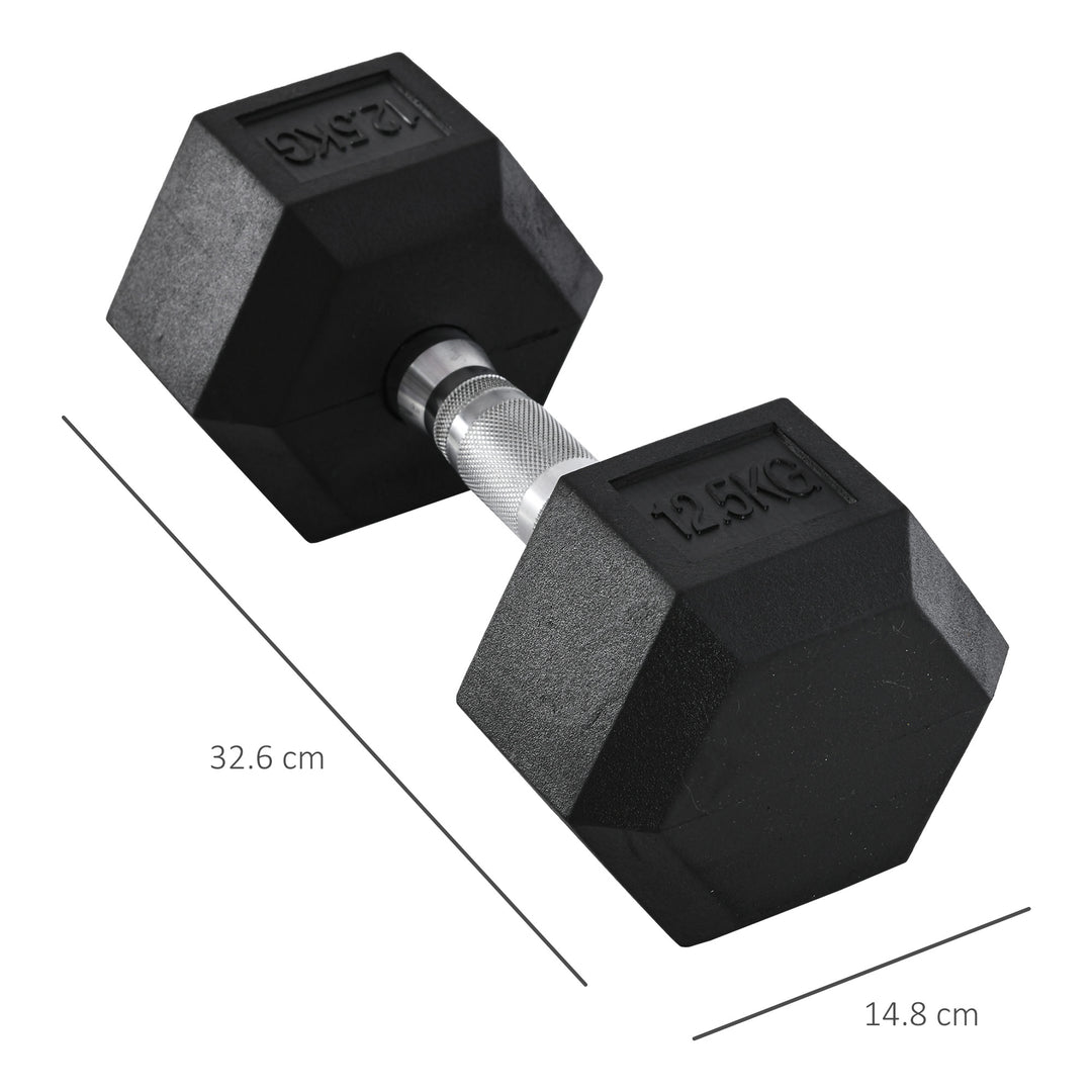 Håndvægte med riflet greb, støbejernshåndvægt, 1 x 12,5 kg, håndvægte til mænd og kvinder, håndvægt til hjemmet, fitnesscenter, styrketræning