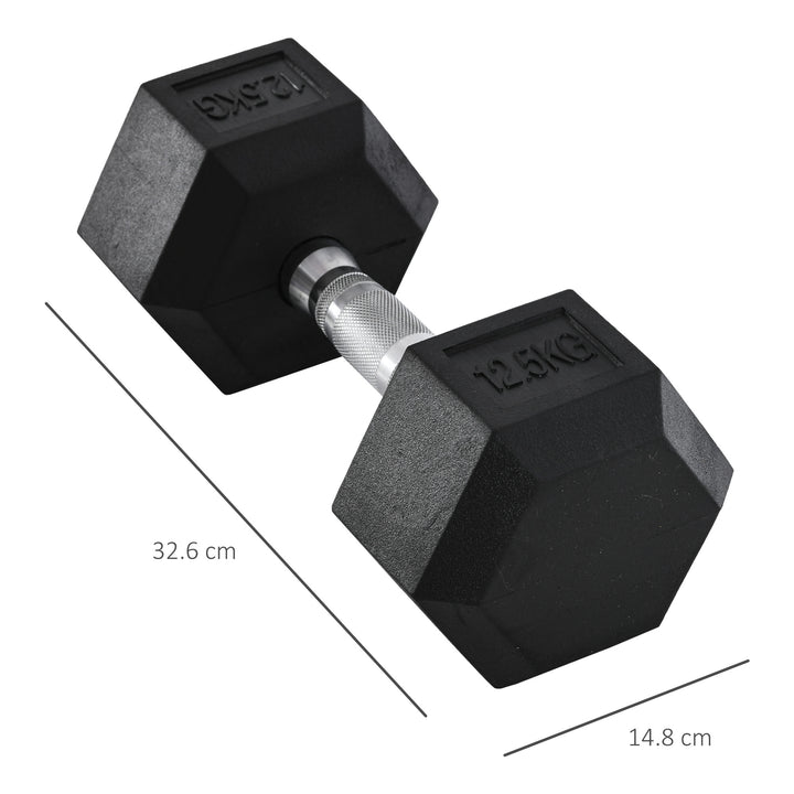 Håndvægte med riflet greb, støbejernshåndvægt, 1 x 12,5 kg, håndvægte til mænd og kvinder, håndvægt til hjemmet, fitnesscenter, styrketræning