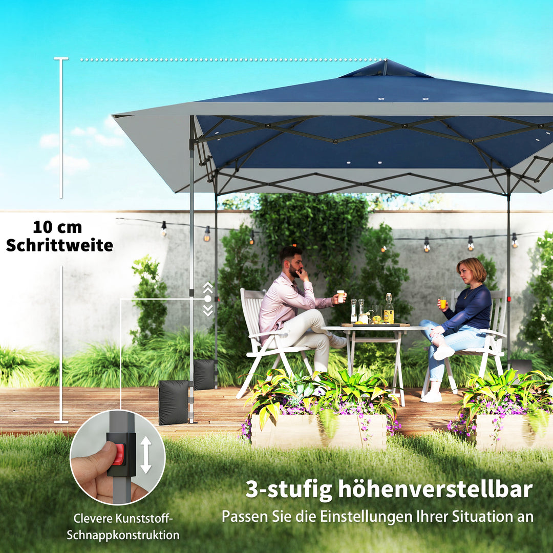 Pavillon ca. 4x4m Vandtæt, stabil, vintersikker, pop-up-foldepavillon med lukkefunktion i ét trin UV 50+