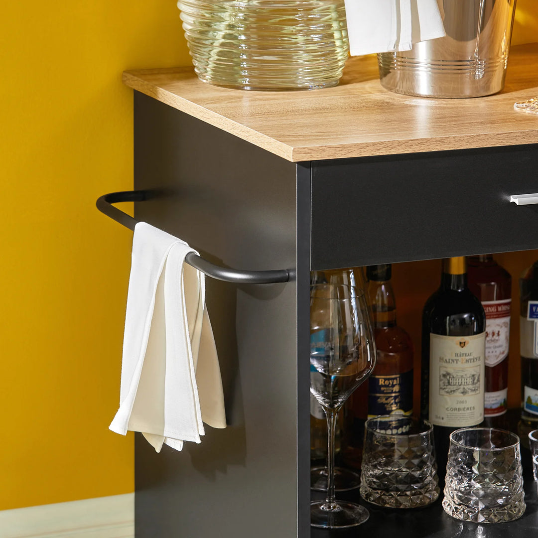 Rummelig køkkenvogn i skandi-design look, B82 x D46 x H88 cm, sort