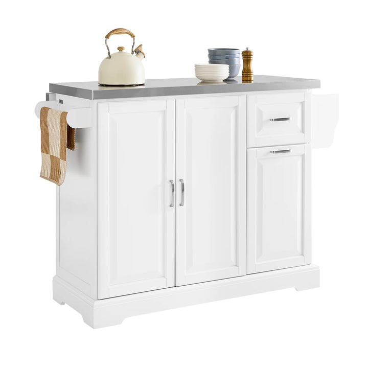Få mere plads i køkkenet med denne fleksible køkkenø i hvid, B130 x D46-71 x H91 cm