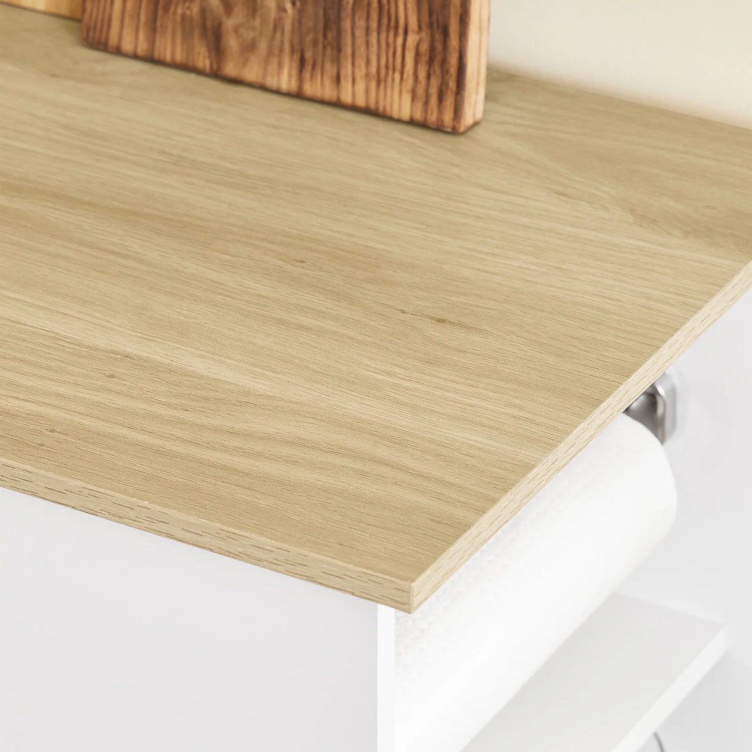 Den rullende køkkenø: mobil arbejdsstation med skuffe til indendørs/udendørs brug, B99 x D40 x H85 cm, hvid