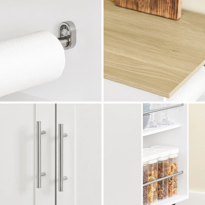 Den rullende køkkenø: mobil arbejdsstation med skuffe til indendørs/udendørs brug, B99 x D40 x H85 cm, hvid