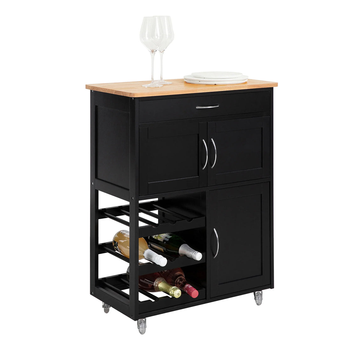 Køkkenvogn i moderne look, rummelig og praktisk, B67 x D38 x H87 cm, sort