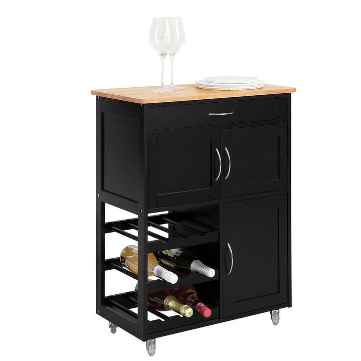 Køkkenvogn i moderne look, rummelig og praktisk, B67 x D38 x H87 cm, sort