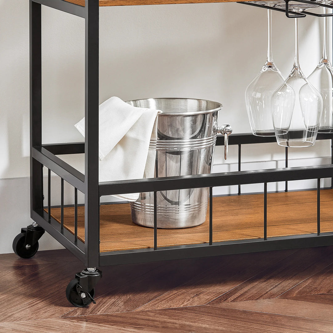 Elegant og funktionel serveringsvogn i industriel vintage-stil, B79 x D40 x H90 cm, brun