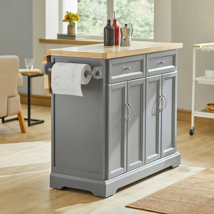 Udvidelig køkkenvogn i moderne design, B115 x D46/71 x H92 cm, grå