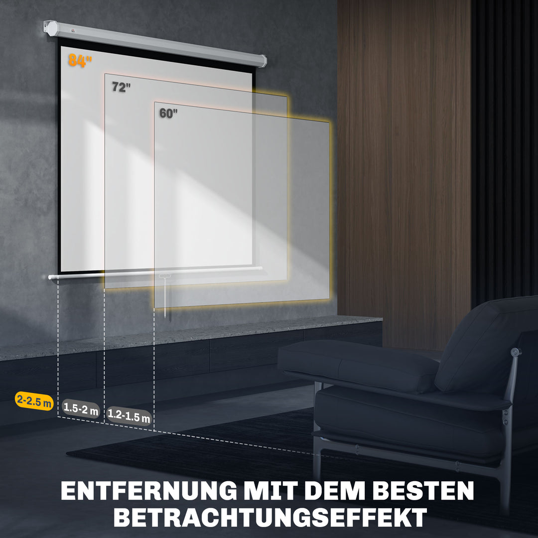 Projektorlærred 171 x 128 cm 84 tommer 4:3 hd 4k projektionslærred plast, metal hjemmebiograf