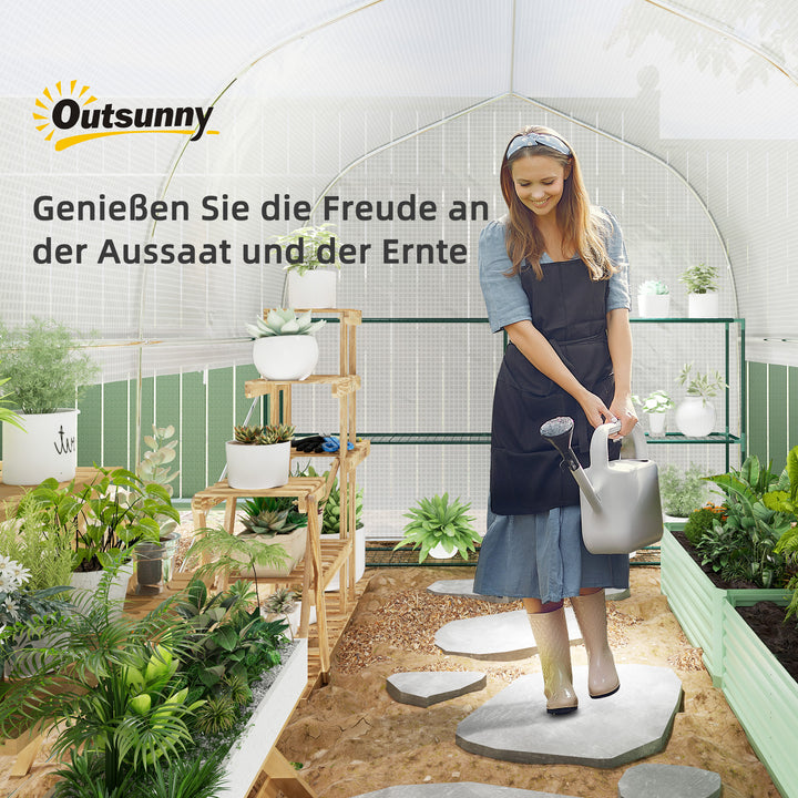 3 X 2 x 2 m polytunnel drivhus med oprullbare sidevægge, uv-bestandigt plastikdæksel og stålramme, hvid