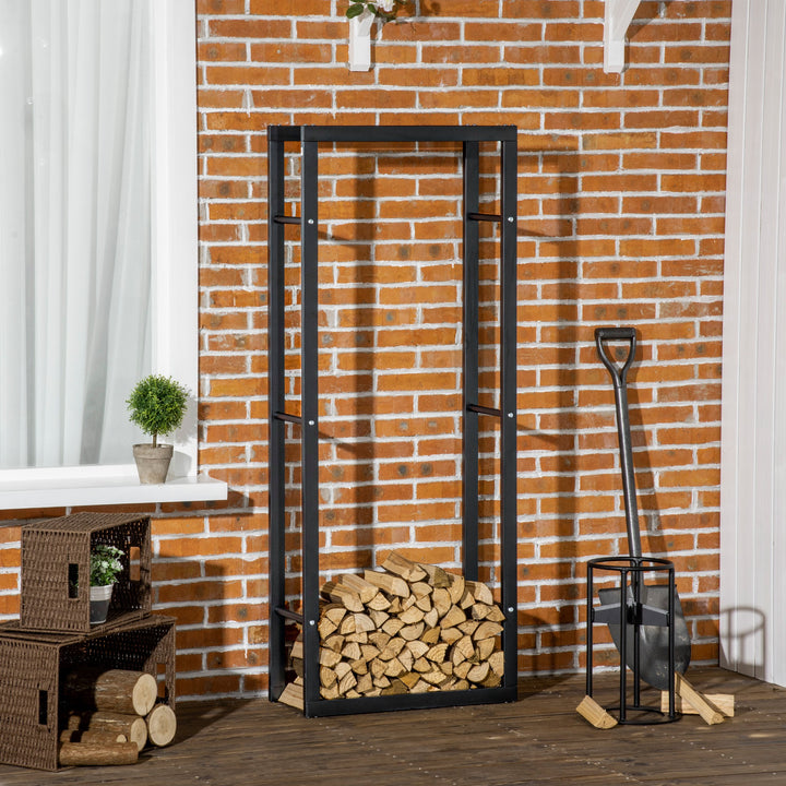 Brændeopbevaringsstativ til indendørs og udendørs brug, metal, 60 x 25 x 150 cm