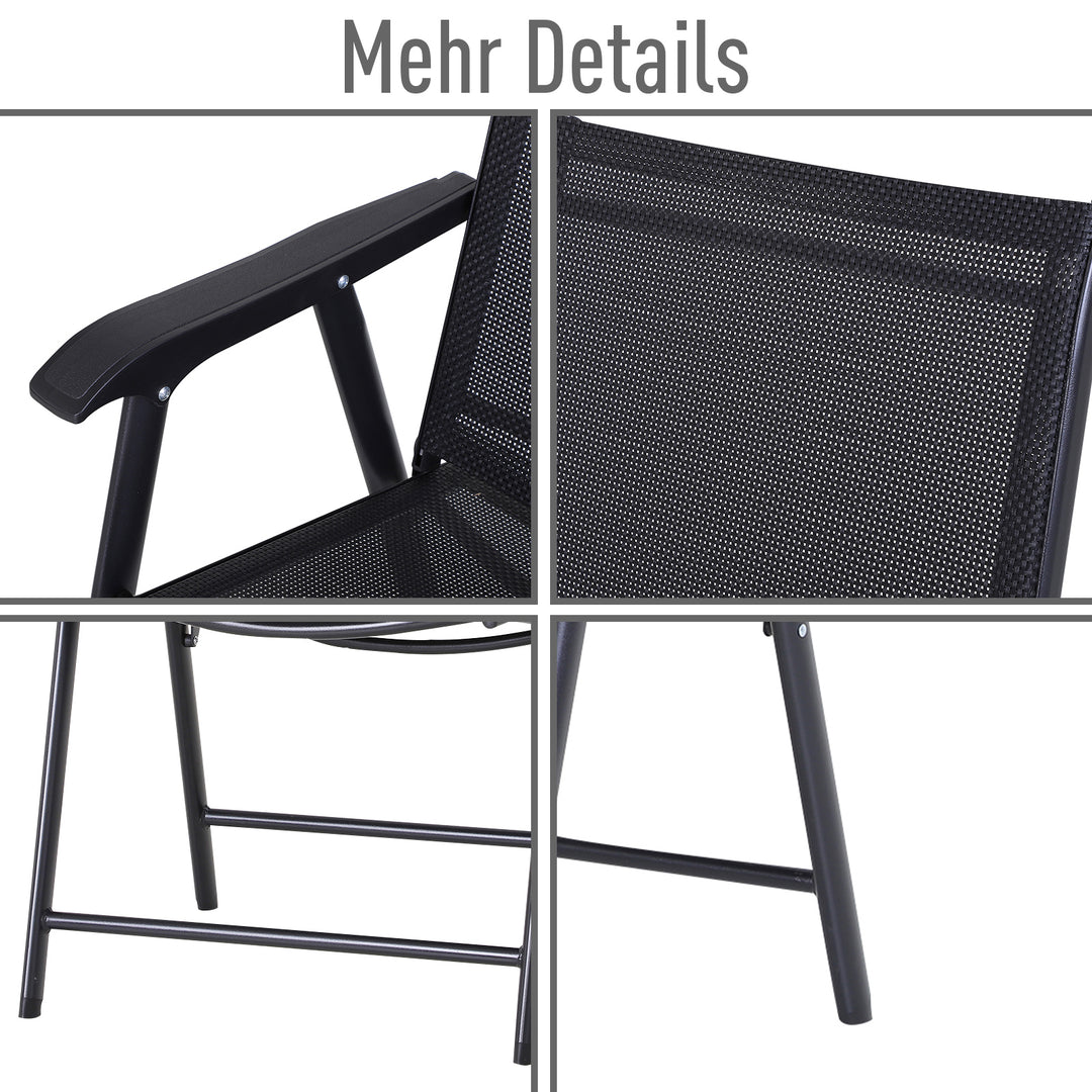 Klapstol med armlæn sæt med 2 campingstole fiskestol metal sort 58 x 64 x 94 cm