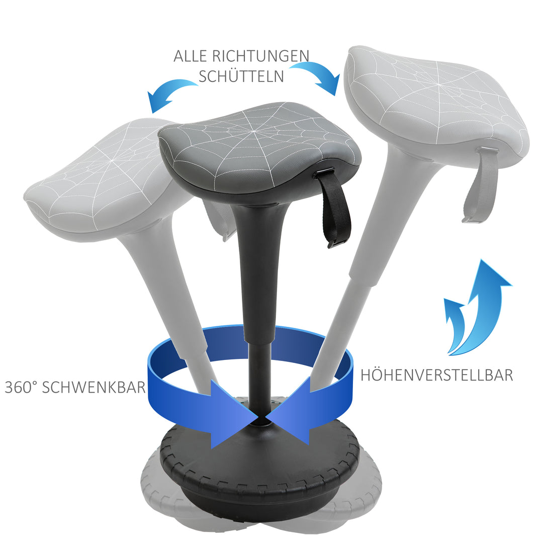 Kontorstol med drejefunktion, ergonomisk stol, højdejusterbar 65,5-83,5 cm, 120° hældning, grå